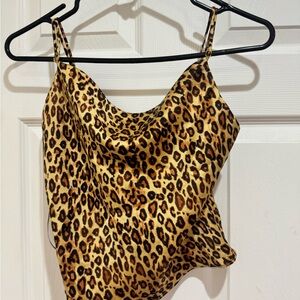 Leopard Print Cowl Neck Top